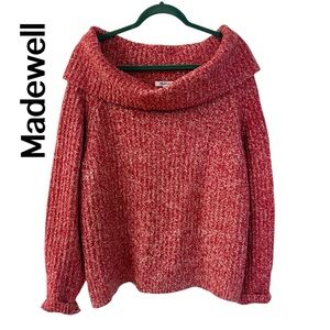 NEW NEW Madewell Women's Textured Red “off the shoulder” Sweater size XXL